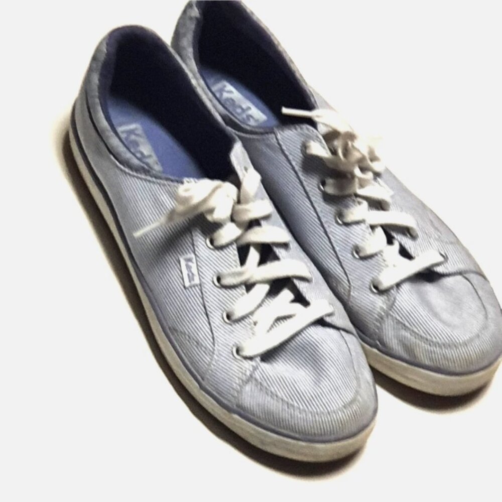 Keds Women's Center II Chambray Stripe Light Blue Shoes Size 8.5